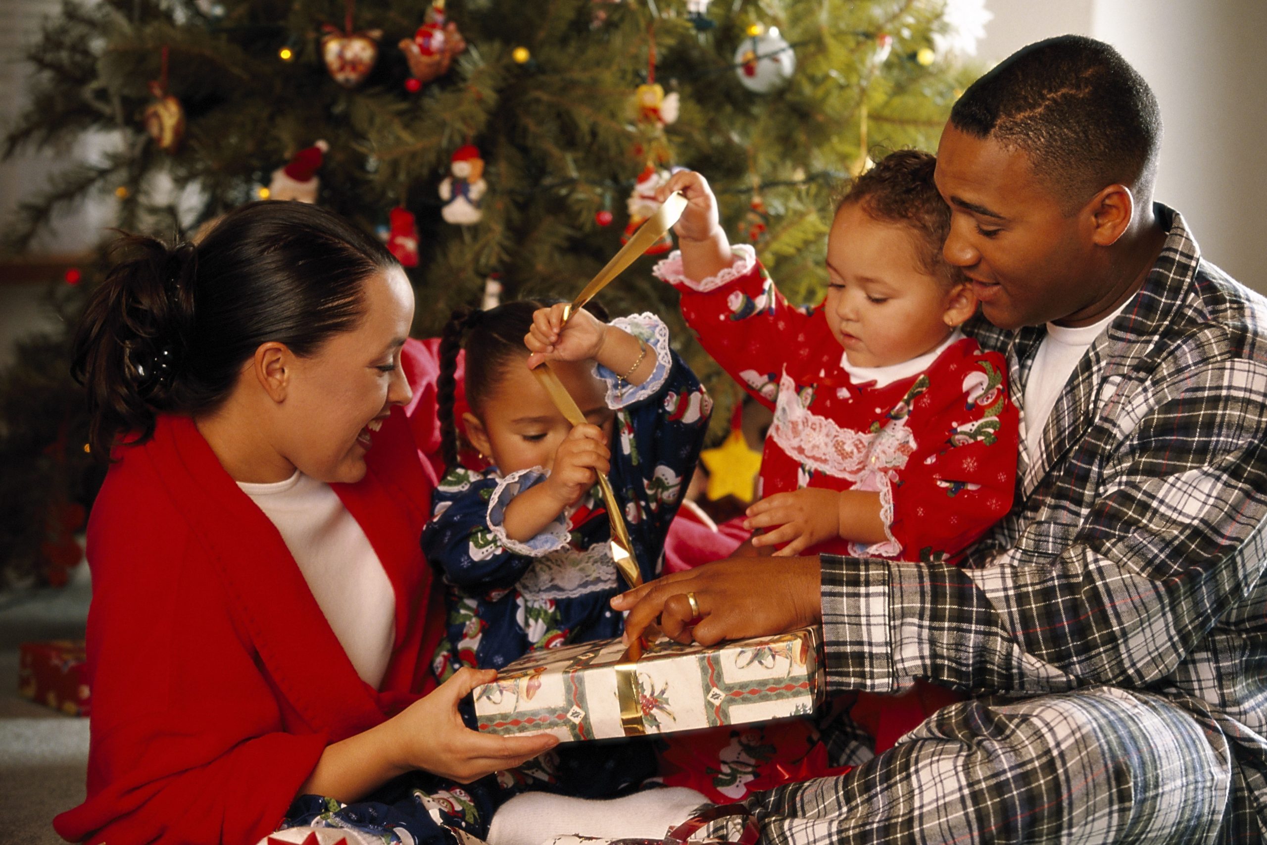 happy family celebrating christmas