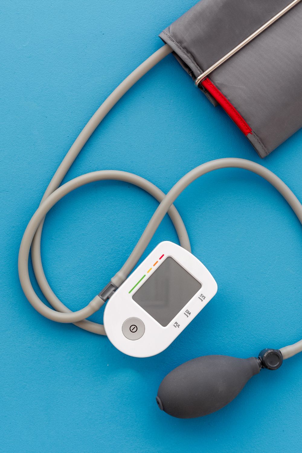 blood pressure tools on blue background